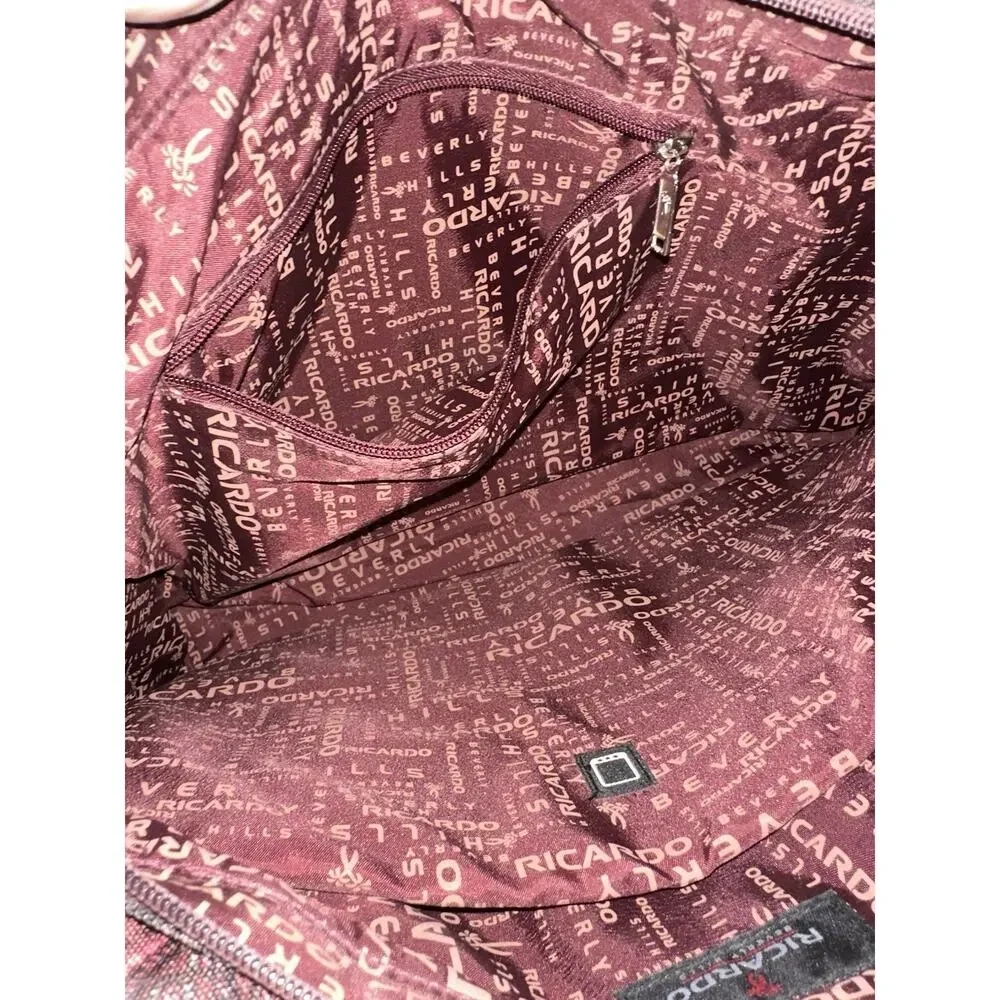 Ricardo Beverly Hills Paisley Travel Tote Bag Large Shoulder Carry On Burgundy